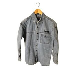 Vintage Buell Blue Denim Snap front Shirt size Mens Small